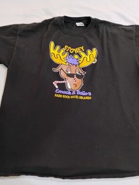Hanes Black Short Sleeve Tee with Yellow Antlers & Purple Accent Moose